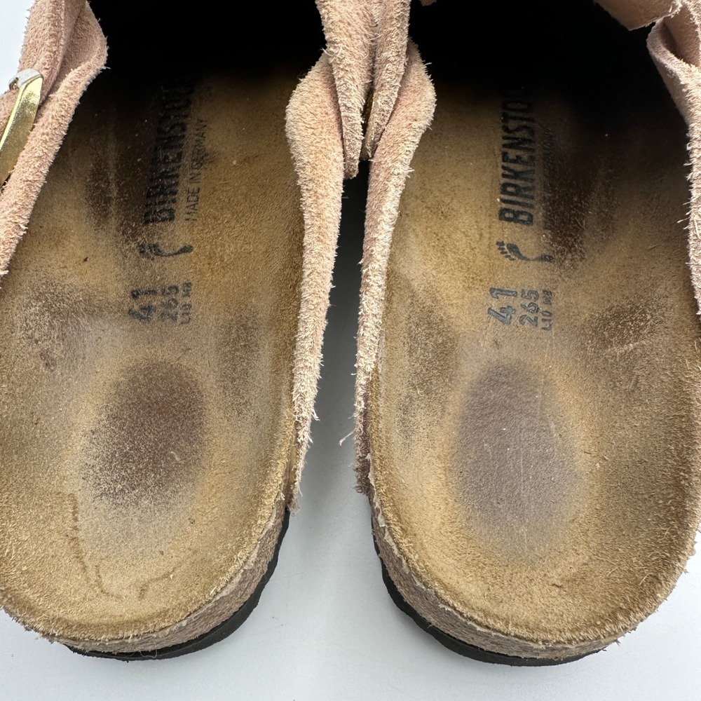 Birkenstock Boston Suede Clog W10 M8 Light Rose Pink Buckle Slip On Mules 41 - Picture 9 of 13
